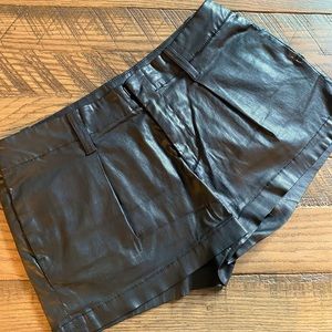 Black faux leather seven jeans shorts